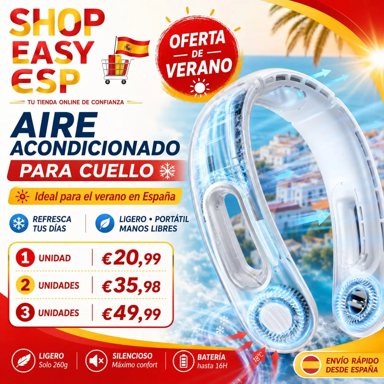 Aire Acondicionado Para Cuello 360° - ¡Que no te dé el sol de justicia este verano!