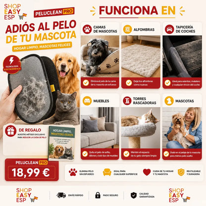 PeluClean™ Pro - Manopla Profesional Quita pelos De Toda Superficie 🐾