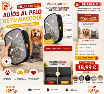 PeluClean™ Pro - Manopla Profesional Quita pelos De Toda Superficie 🐾