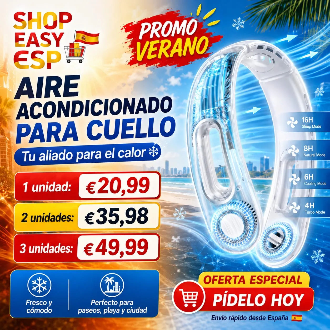 Aire Acondicionado Para Cuello 360° - ¡Que no te dé el sol de justicia este verano!